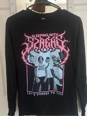 Sleeping With Sirens Black Long-Sleeve Band T-Shirt - Pink Graphic